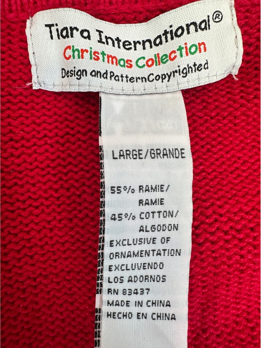 VTG Women’s Sz L Tiara International Red Ugly Christmas Sweater Snowmen Holiday - Picture 3 of 7